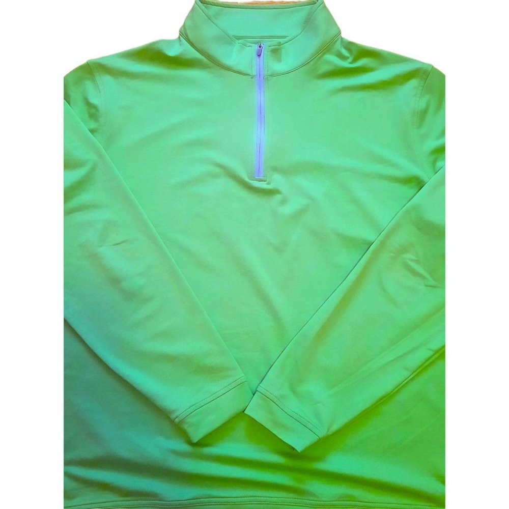 Peter Millar Lime/Celery Green Quarter Zip Longsleeve Shirt - Size XL (B112)